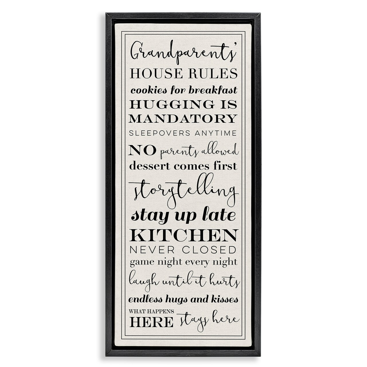 Stupell Industries Grandparents House Rules Framed Floater Canvas Wall Art
